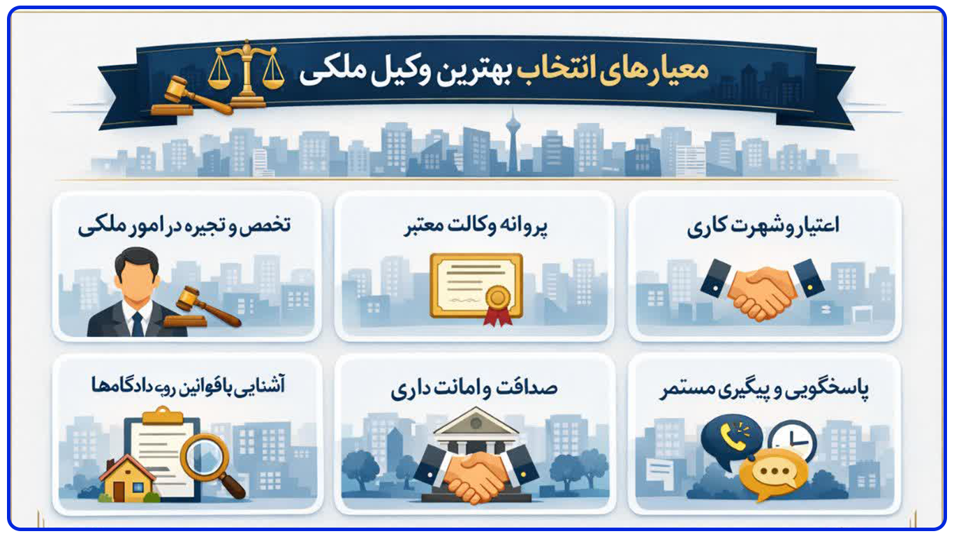 معیارهای انتخای بهترین وکیل ملکی تهران در بانک برند