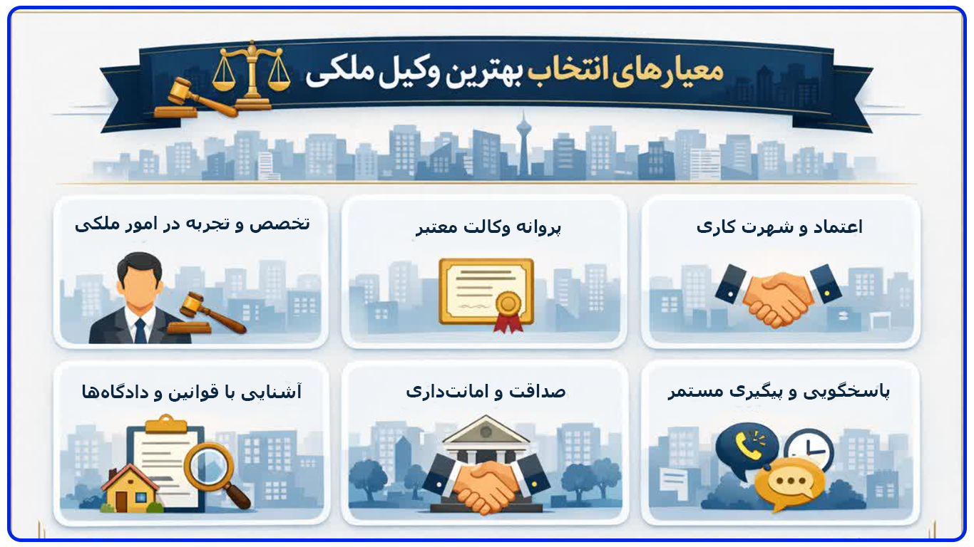 معیارهای انتخای بهترین وکیل ملکی تهران در بانک برند